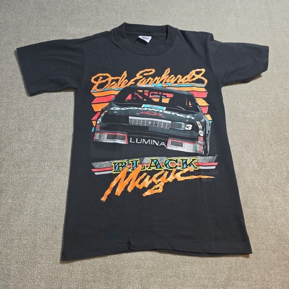Vintage 90s NASCAR Dale Earnhardt Black Magic Racing Graphic T Shirt S Black USA